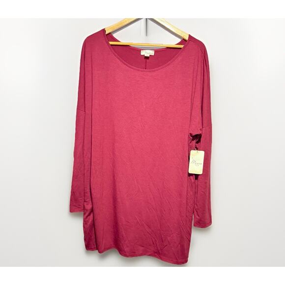 Misia Tunic Women’s 2X Long Sleeve Top Red Wine Pockets Soft Stretchy Comfort - Picture 5 of 9